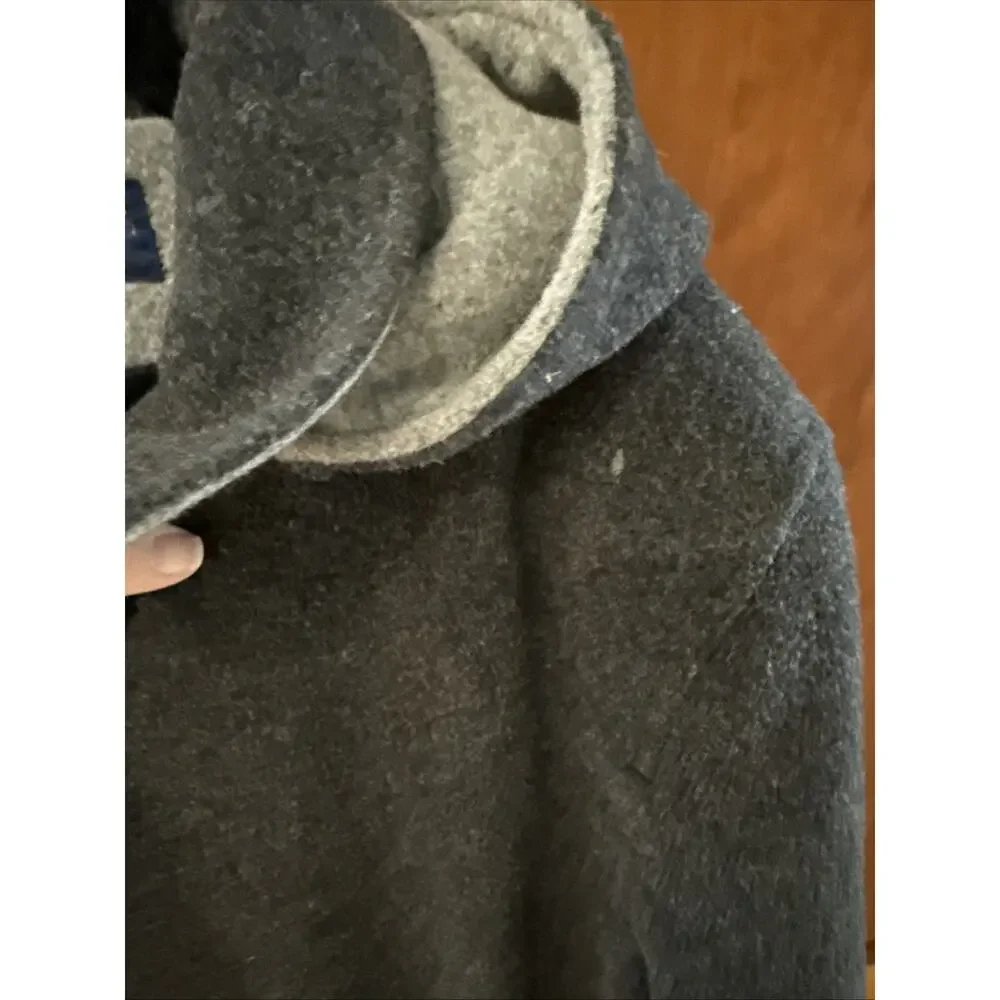 Vintage Herman Kay Coat Gray Wool Zip & Button Hooded Classic Heavy Size Large - Picture 9 of 10